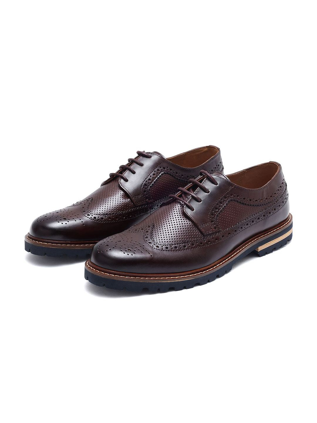 RARE RABBIT Men Textured Leather Formal Brogues