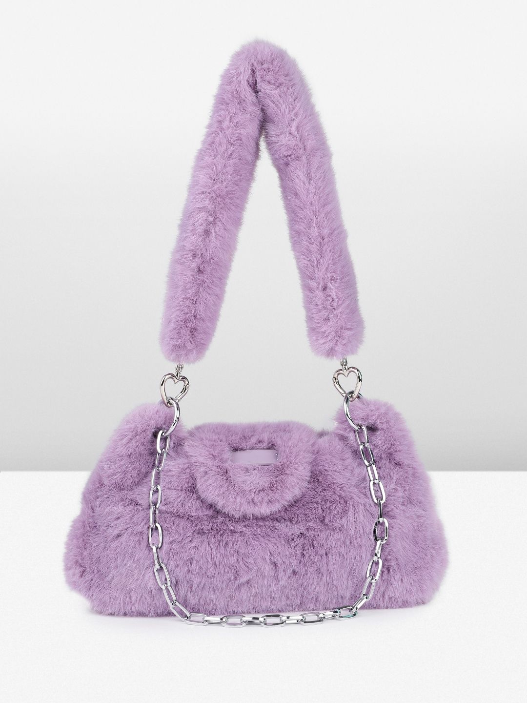 DressBerry Structured Shoulder Bag With Fur