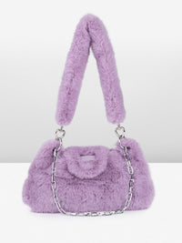 DressBerry Structured Shoulder Bag With Fur