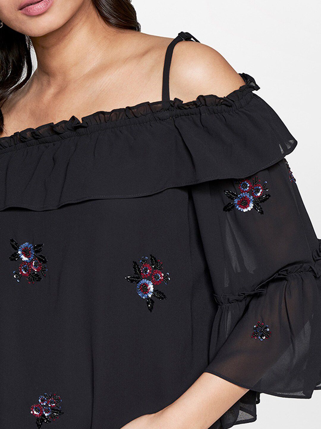 AND Embellished Off-Shoulder Bardot Top