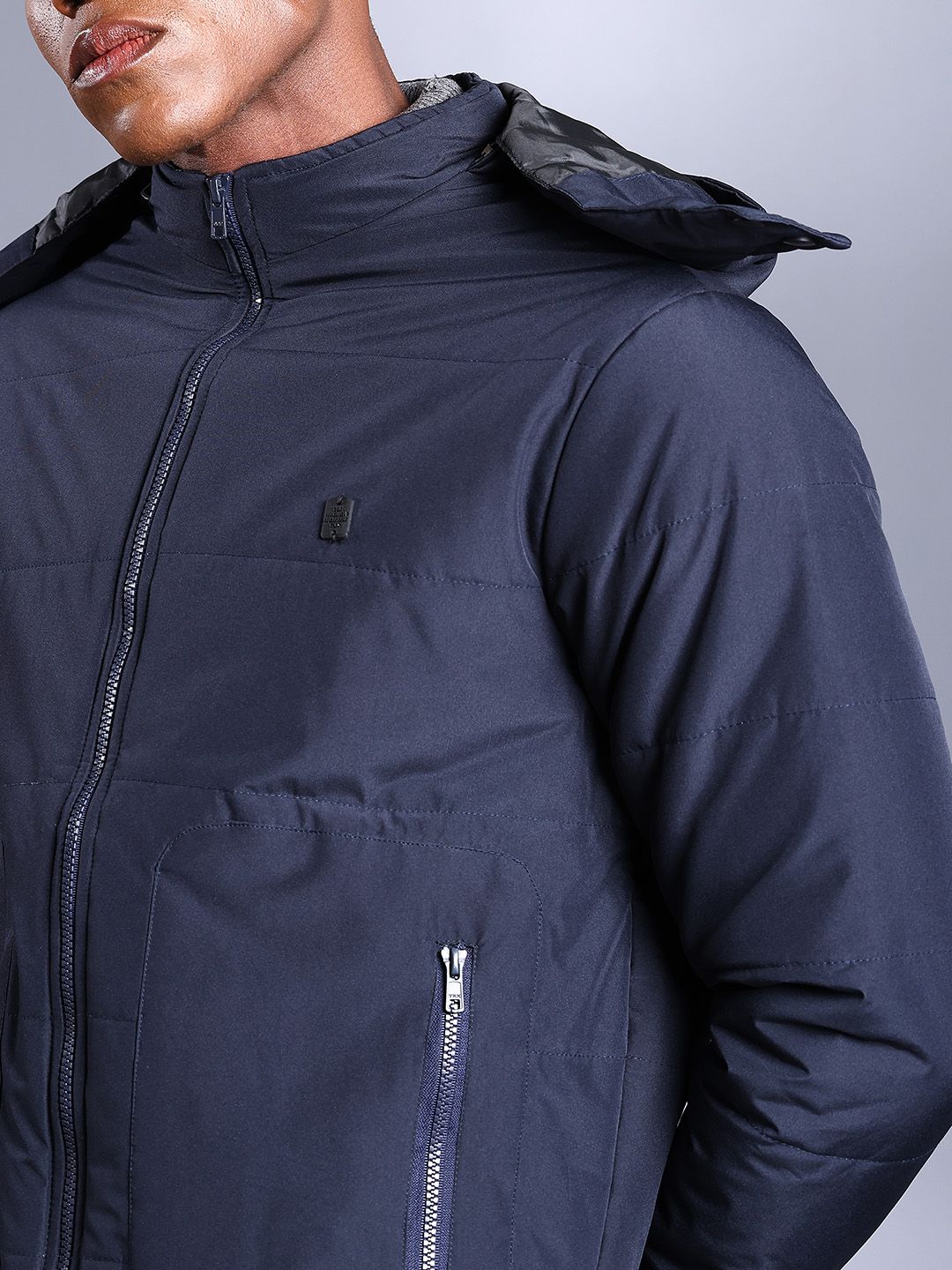 The Indian Garage Co Men Zip-Front Bomber Jacket with Detachable Hood
