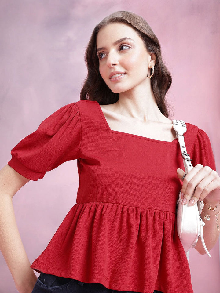DressBerry Puff Sleeve Peplum Top