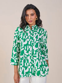 AND Abstract Printed Shirt Style Top