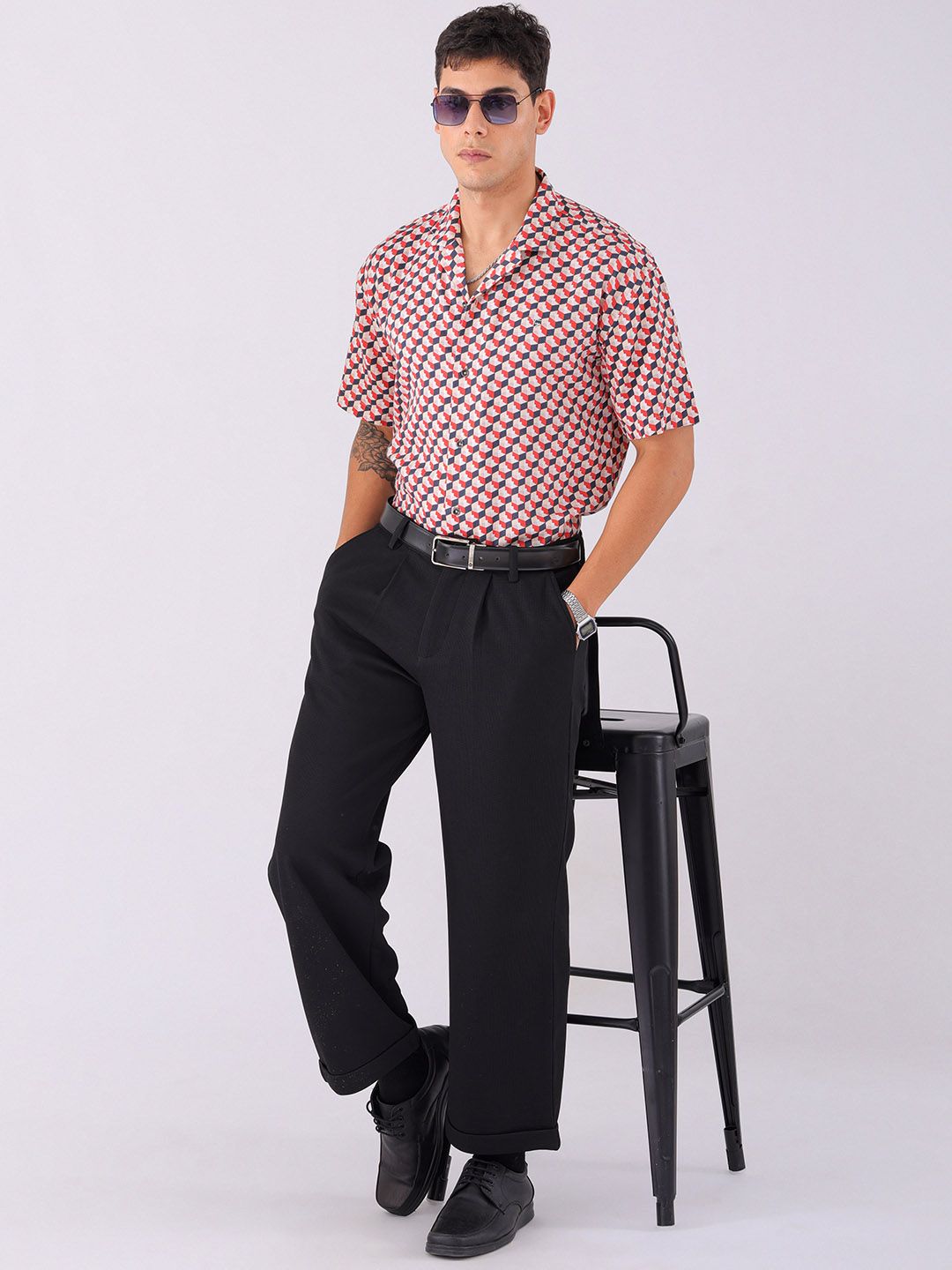 The Indian Garage Co Men Slim Fit Opaque Printed Party Shirt
