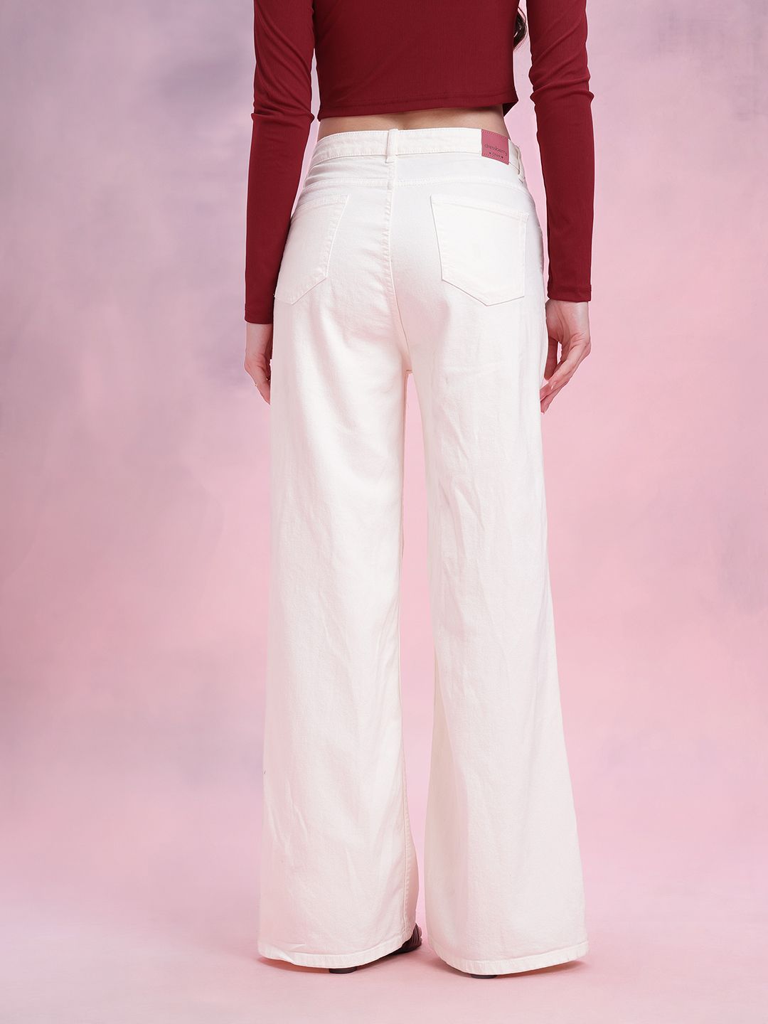 DressBerry Women Wide Leg Mid-Rise Stretchable Jeans