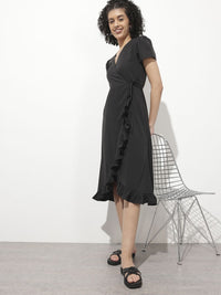 DressBerry Twirl-Worthy Ruffled Wrap Midi Dress