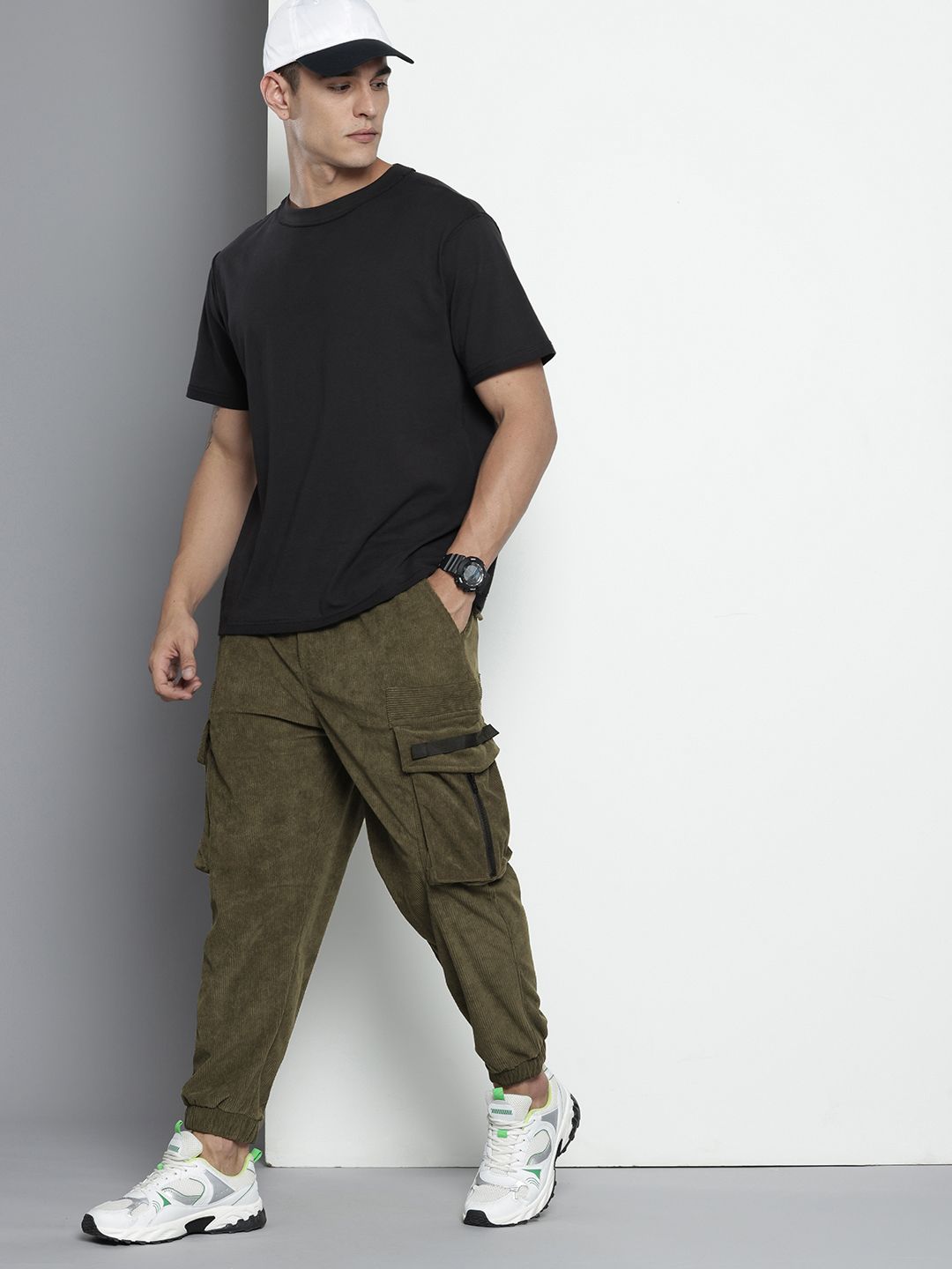 The Indian Garage Co. Men Drop Crotch Loose Fit Corduroy Joggers