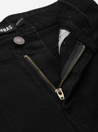 SASSAFRAS Women Black Comfort Straight Fit High-Rise Side Slit Stretchable Jeans