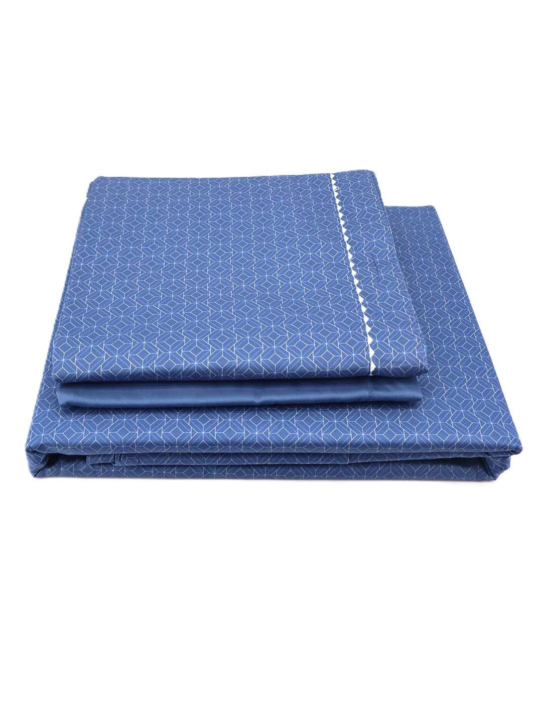 BOMBAY DYEING Navy Blue 400 TC King Bedsheet with 4 Pillow Covers  2.74 m X 2.74 m