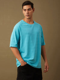 DILLINGER Men Solid Popcorn Structure Oversized Raglan T-Shirt