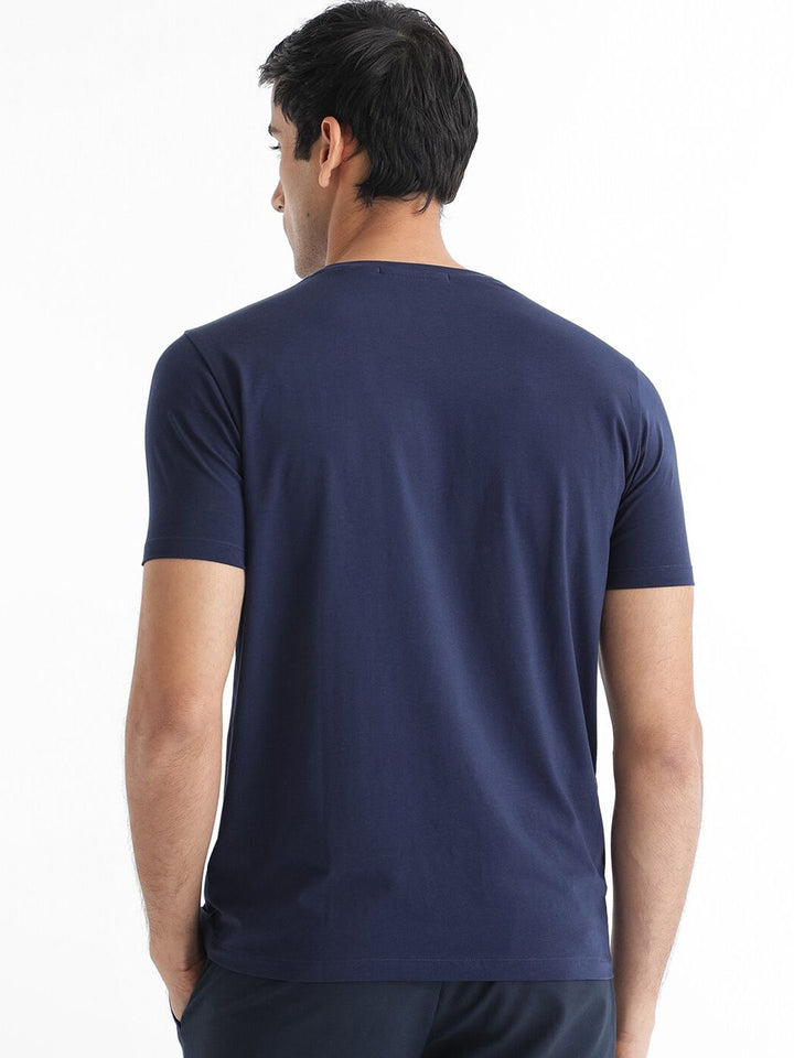 RARE RABBIT Men Burke Typography Printed Cotton Slim Fit T-Shirt