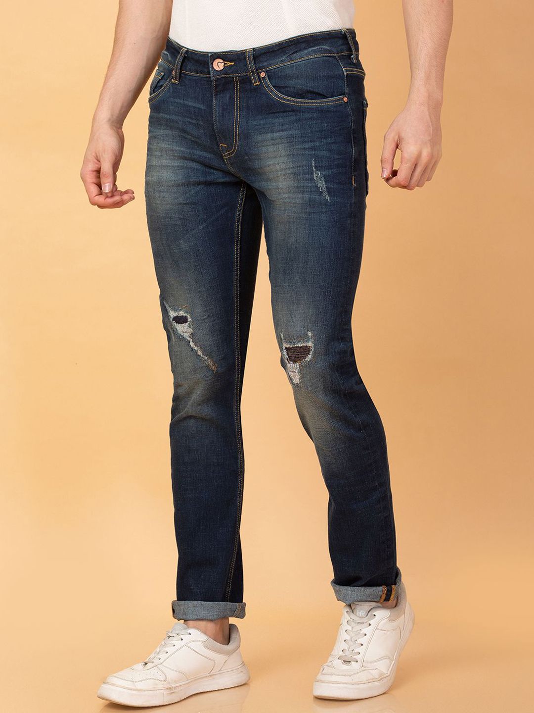 Being Human Men Slim Fit Mildly Distressed Heavy Fade Stretchable Jeans