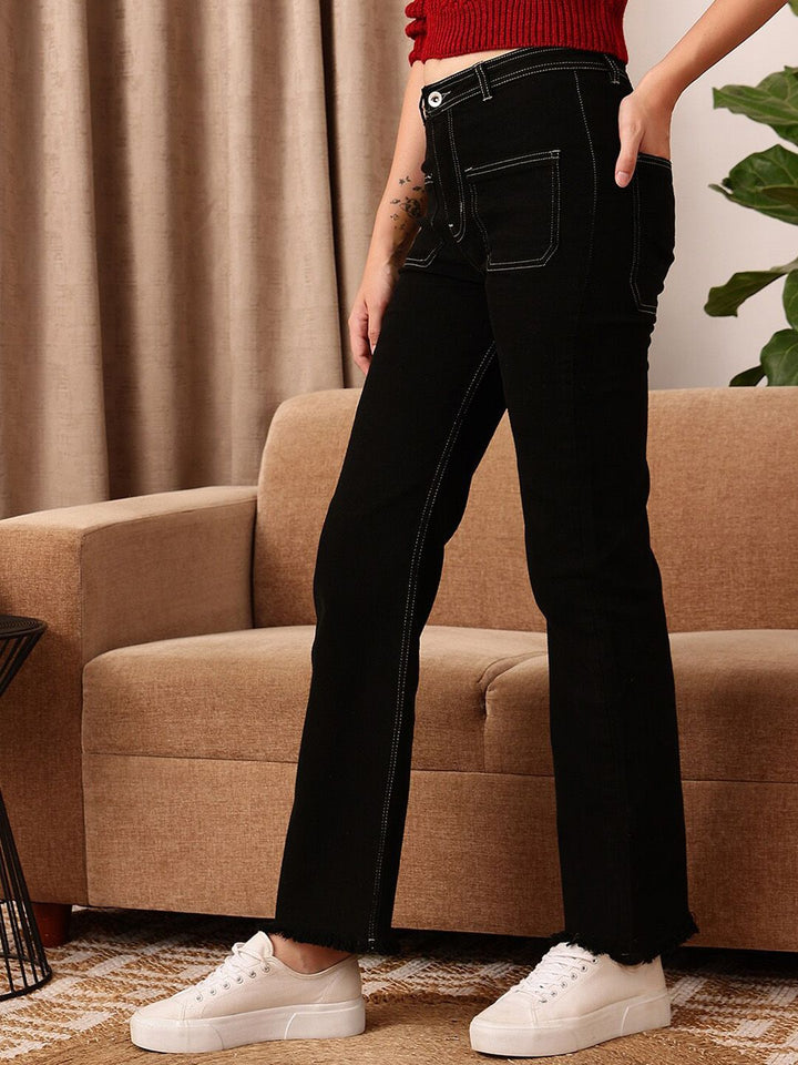 STREET 9 Women Comfort Black Bootcut High-Rise Stretchable Jeans