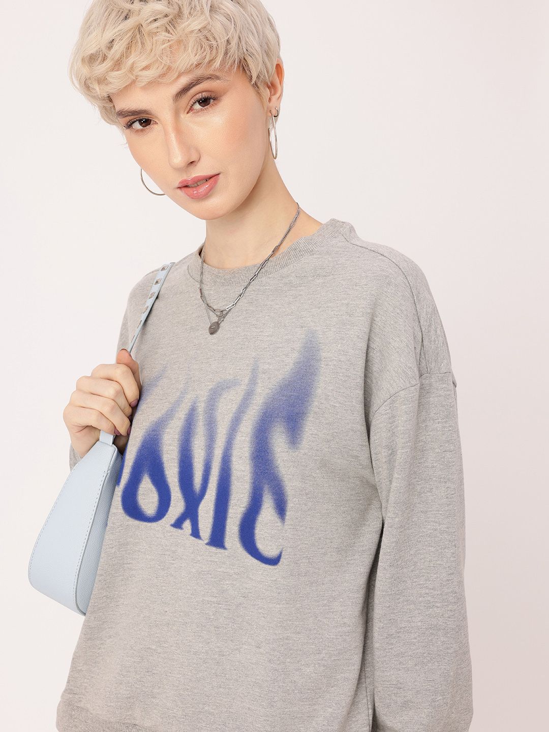 DressBerry Printed Cotton Terry Relaxed Fit Sweatshirt