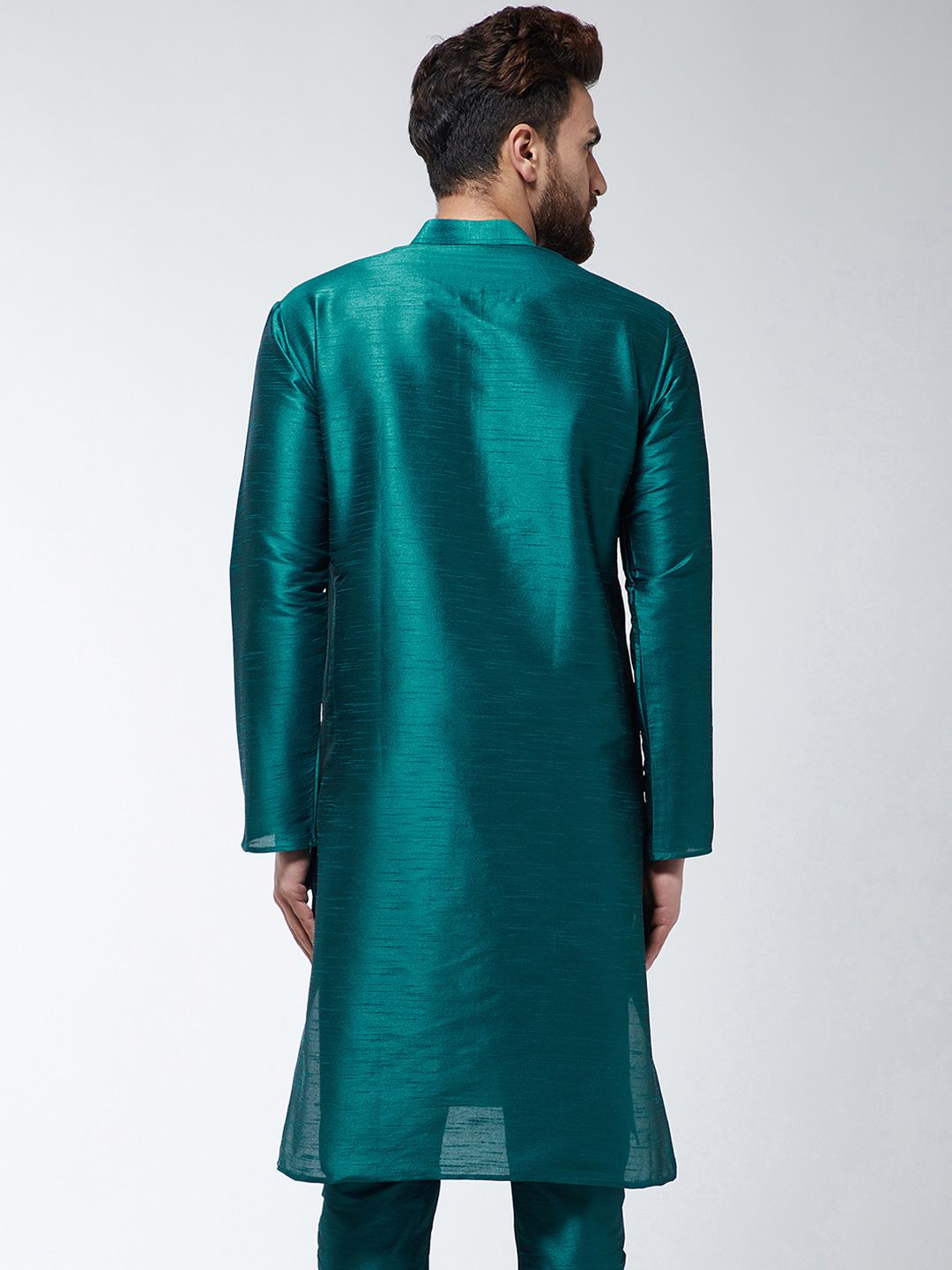 SOJANYA Men Green Solid Straight Kurta