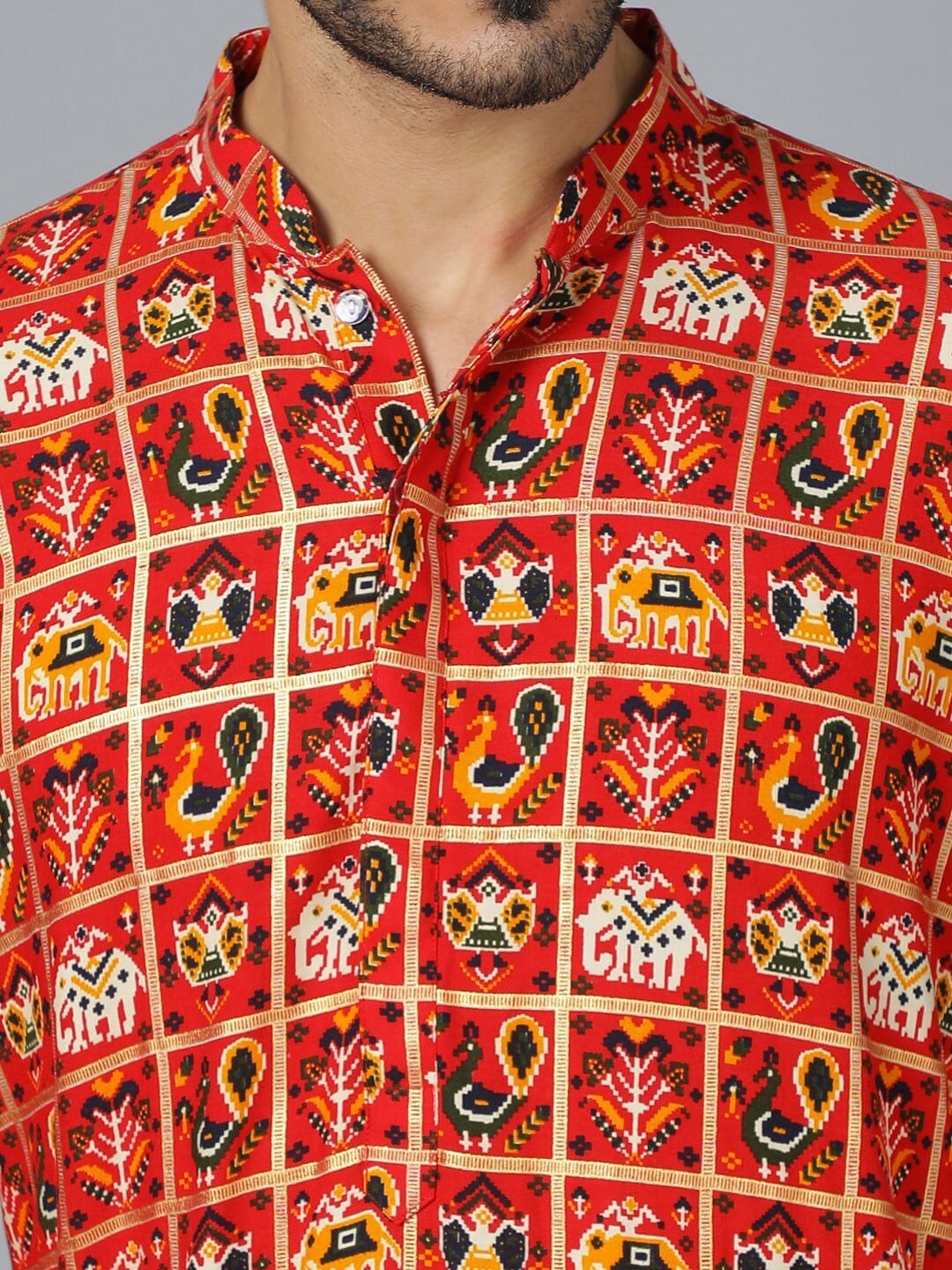 VASTRAMAY Ethnic Motifs Printed Mandarin Collar Straight Kurta