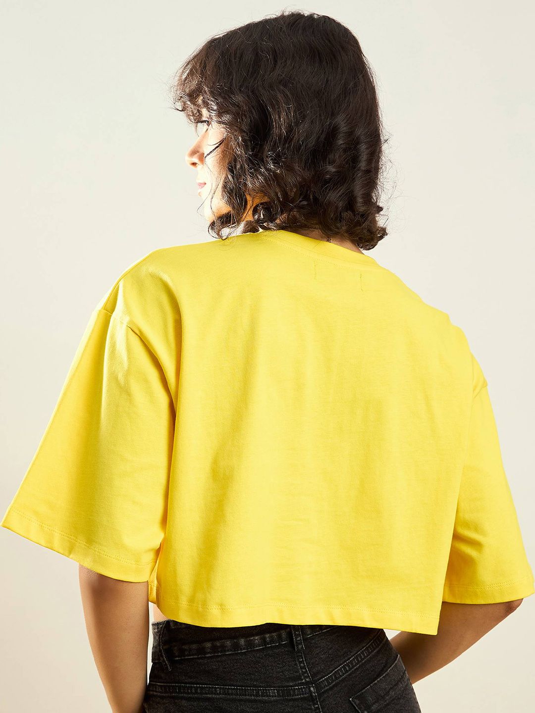 SASSAFRAS Printed Oversized Cotton Crop T-shirt