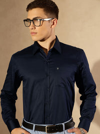 DENNISON Smart Solid Opaque Pure Cotton Satin Shirt