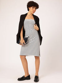 DressBerry Monochrome Maven Striped Strapless Cut Out Detail Dress