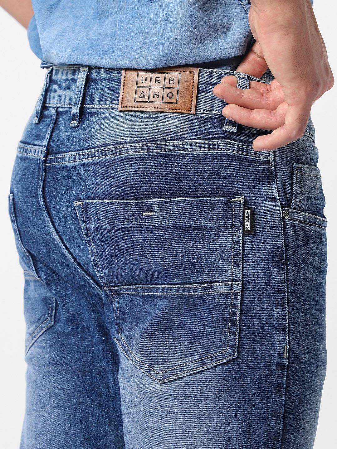 Urbano Fashion Men Skinny Fit Heavy Fade Stretchable Cotton Jeans