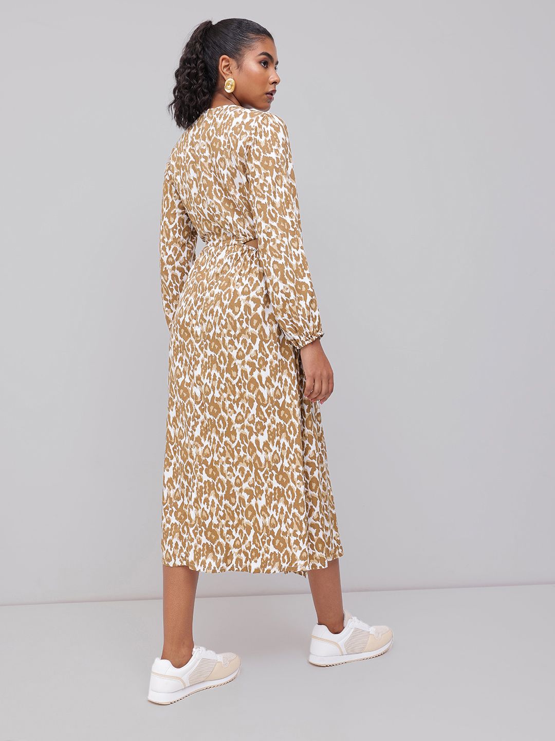 DressBerry Wild Printed With Cut Out Waist Side Slit A-Line Dress