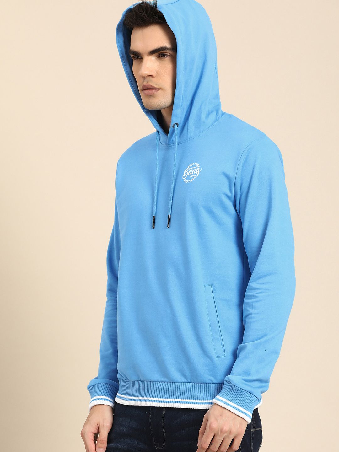Being Human Men Brand Logo Print Hooded Pure Cotton Sweatshirt