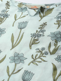 Anouk Floral Printed Pure Cotton Kurta with Trousers & With Dupatta