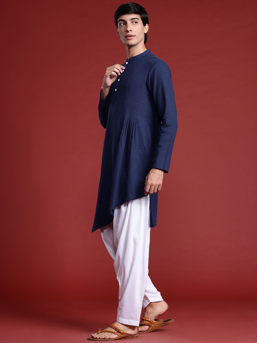 Anouk Tyohaar Collection Pure Cotton Pleated Asymmetric Kurta