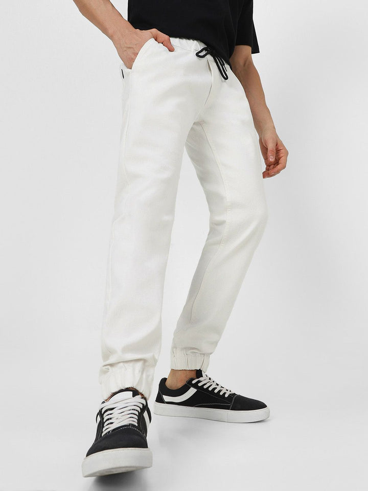 Urbano Fashion Men White Mid-Rise Clean Look Stretchable Jogger Jeans