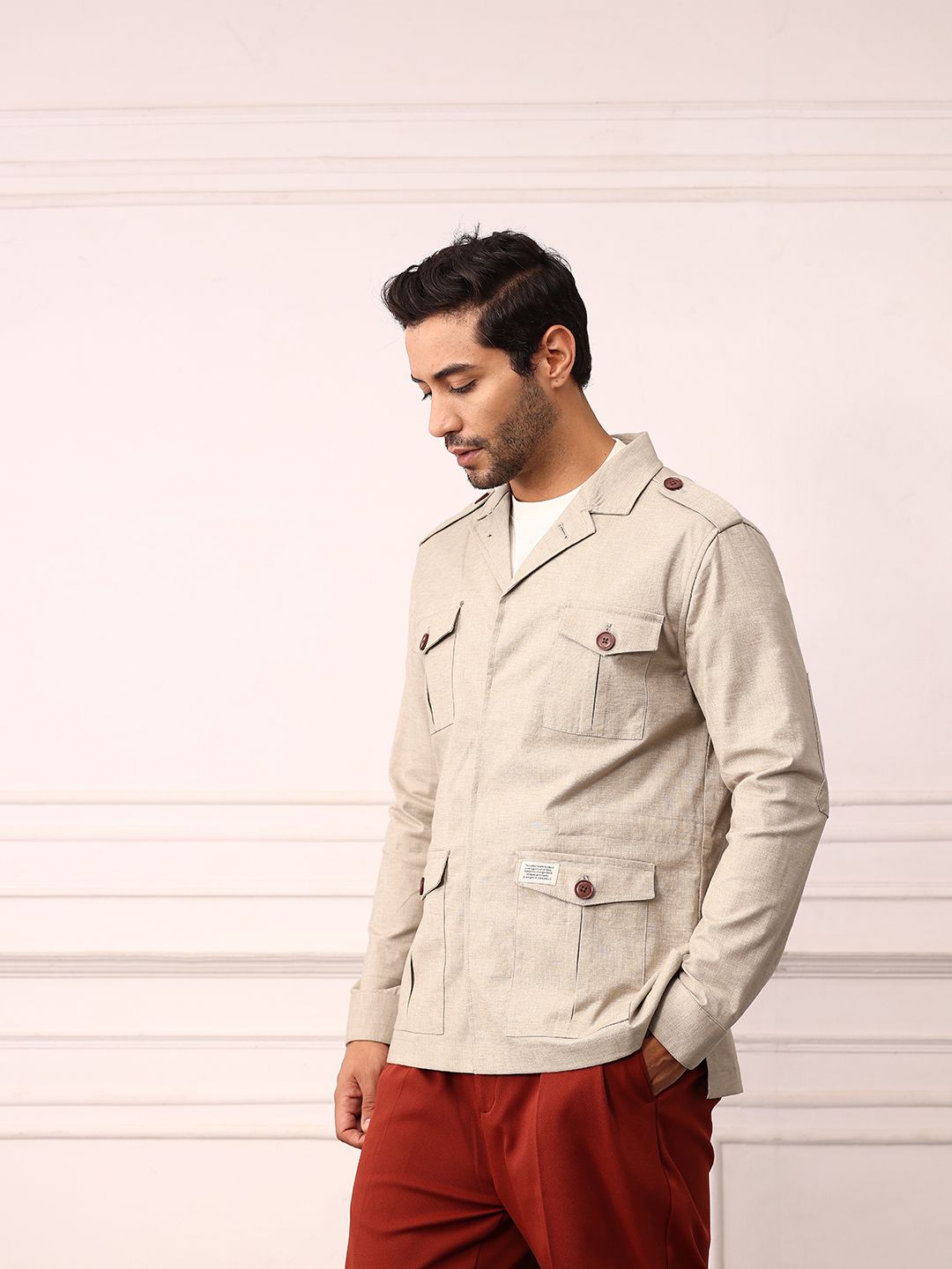 Mr Bowerbird Single-Breasted Tailored Fit Blazer with Shoulder Tabs