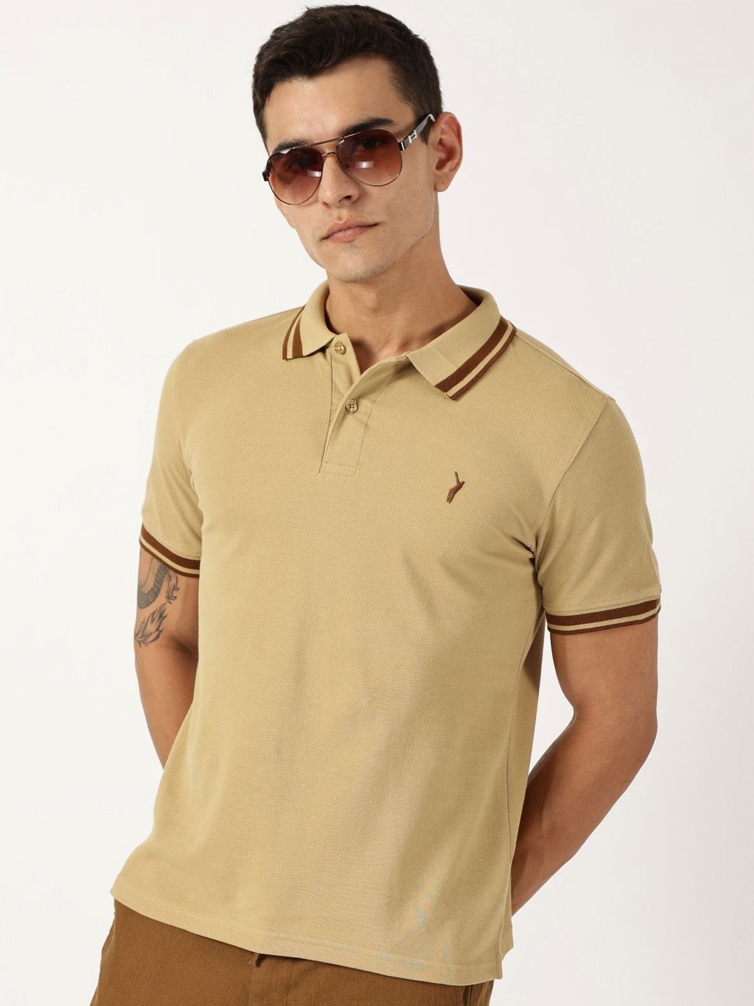 Thomas Scott Men Solid Polo Collar Cotton T-shirt