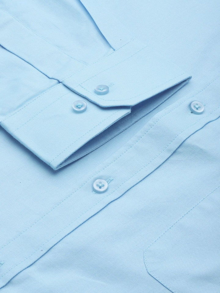 DENNISON Men Blue Smart Slim Fit Pure Cotton Solid Formal Shirt