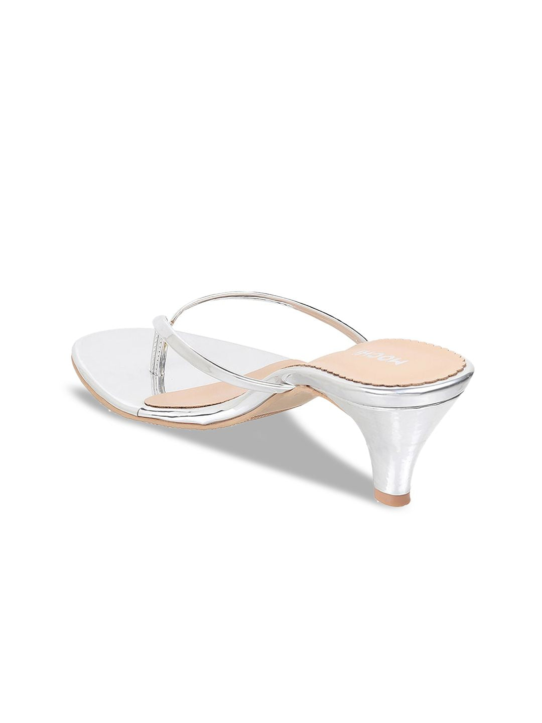 Mochi Silver-Toned Kitten Heels