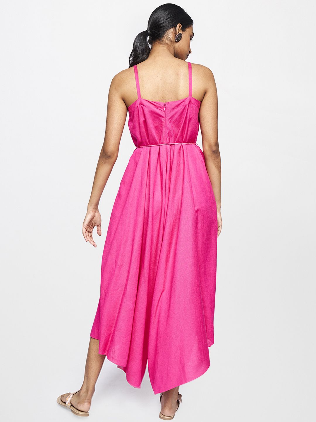 Global Desi Women Pink Solid Basic Jumpsuit