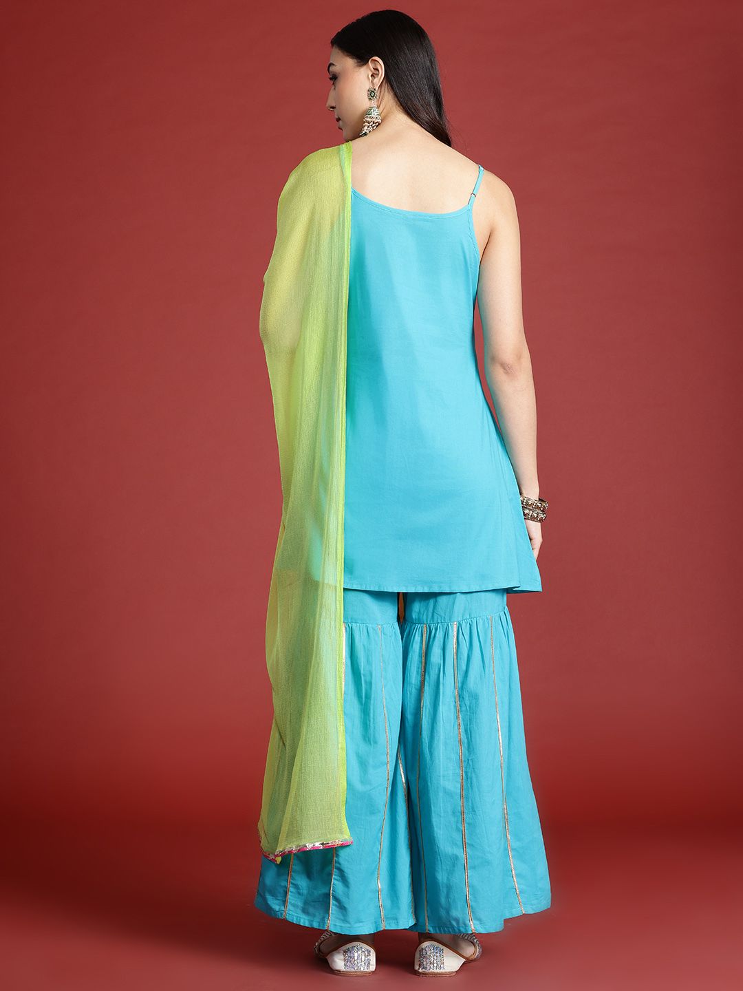 Anouk Tyohar Collection Gotta Patti Pure Cotton Kurti with Sharara & Dupatta