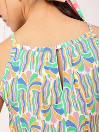 DressBerry Kaleidoscope Printed Strappy A-Line Top