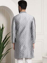 SOJANYA Men Grey Printed Straight Kurta