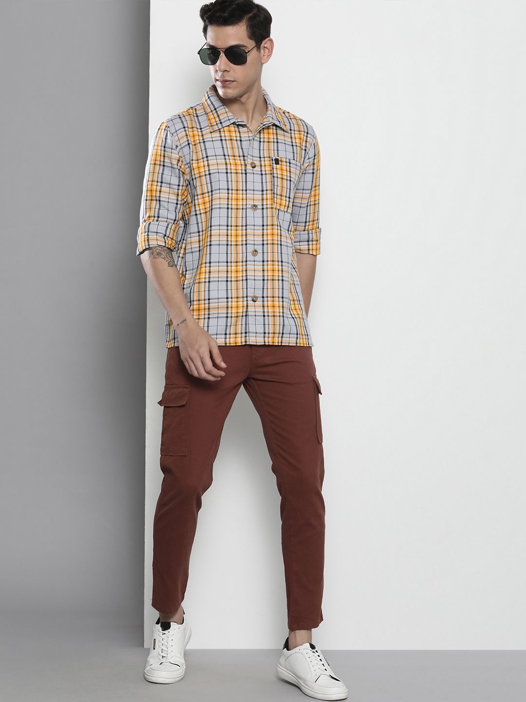 The Indian Garage Co Tartan Checked Pure Cotton Casual Shirt