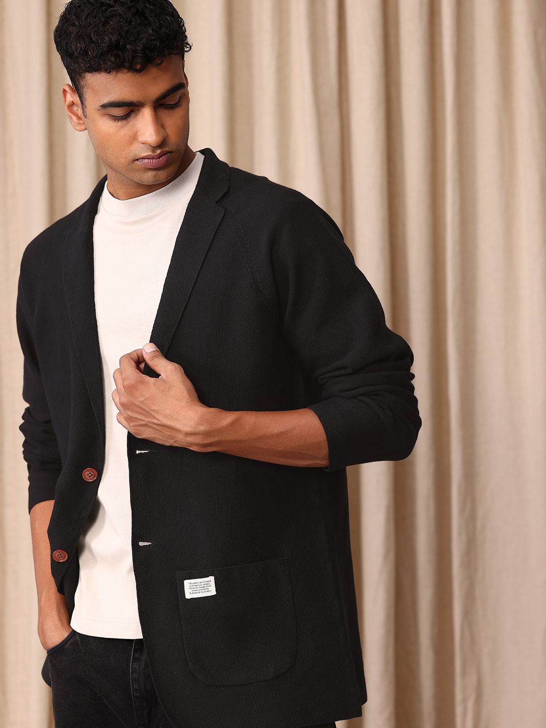 Mr Bowerbird Self Design Tailored Fit Single-Breasted Casual Blazer