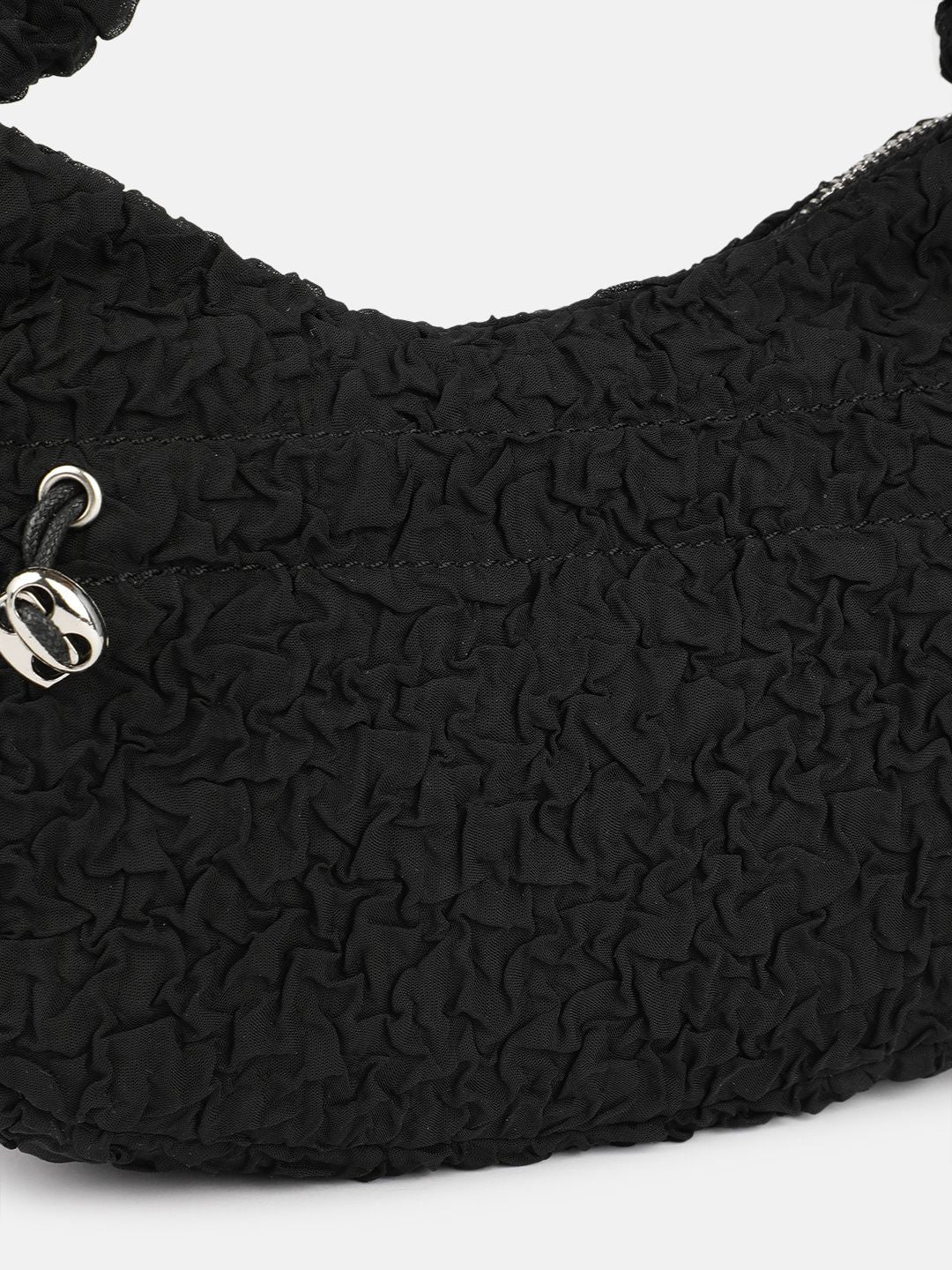 DressBerry Textured Self Design Half Moon Hobo Bag