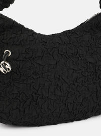 DressBerry Textured Self Design Half Moon Hobo Bag