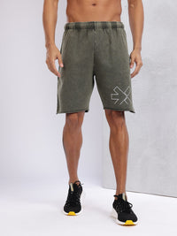 HRX by Hrithik Roshan Men Brand Logo Print Pure Cotton Washed Effect Training Shorts