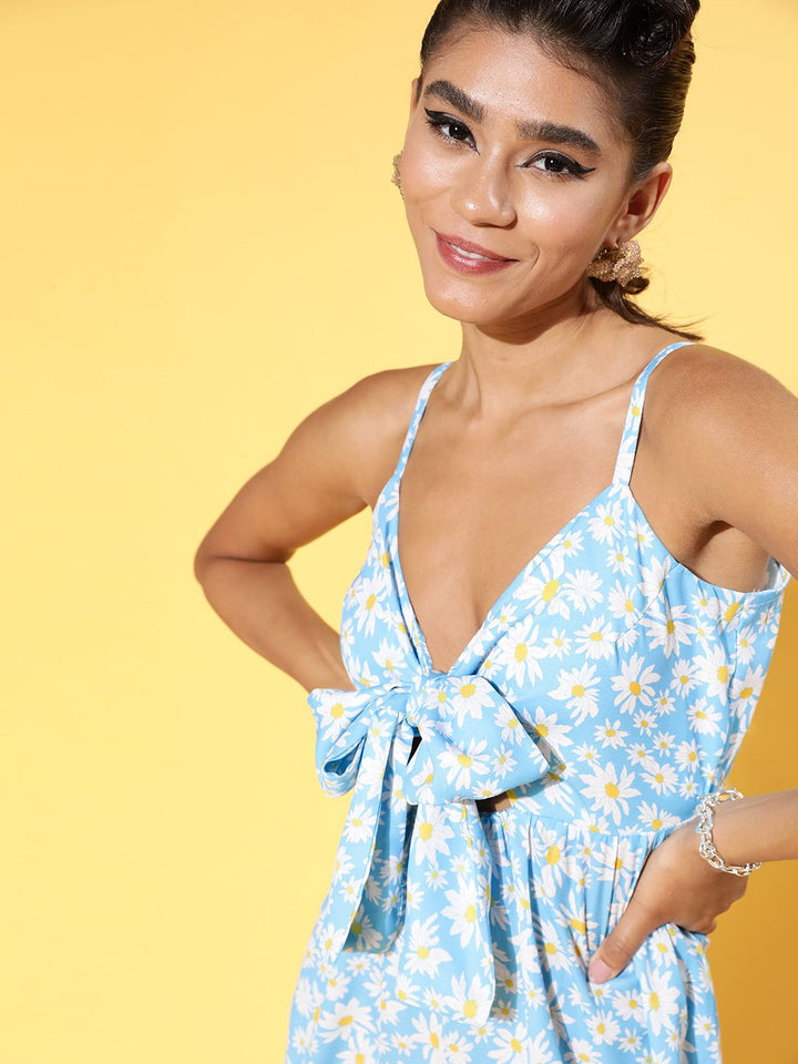 Athena Women Stunning Blue Floral Sun Dress