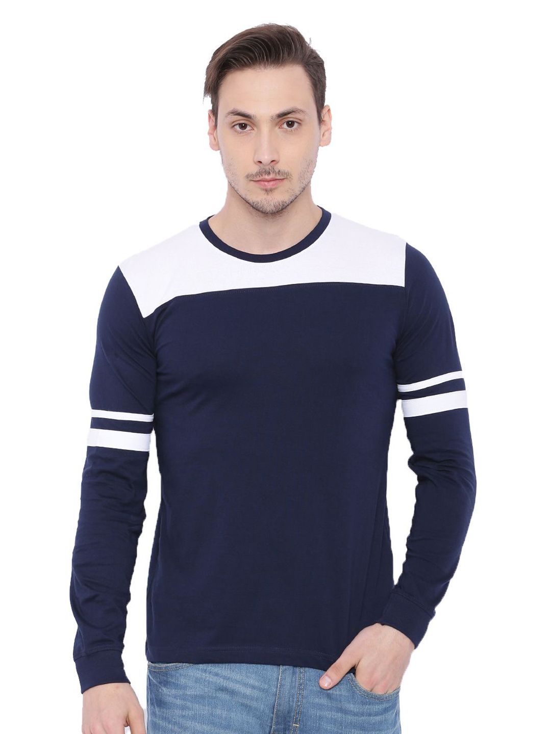 ADRO Men Colourblocked Round Neck T-shirt