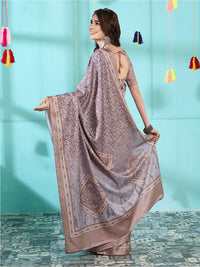 Saree mall Navy Blue & Mauve Ethnic Motifs Printed Pashmina Sarees