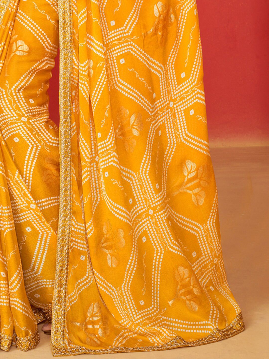 Saree mall Ethnic Motifs Printed Sequinned Pure Chiffon Sarees