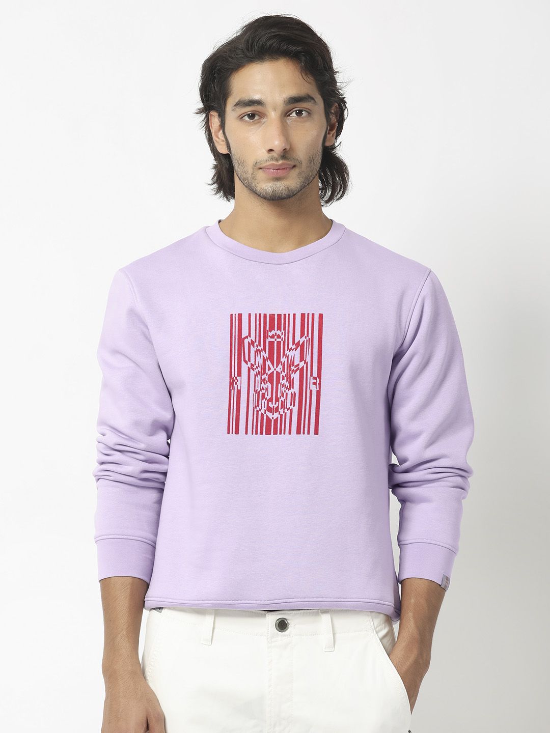 RARE RABBIT Men Pysde Graphic Print Logo Sweatshirt