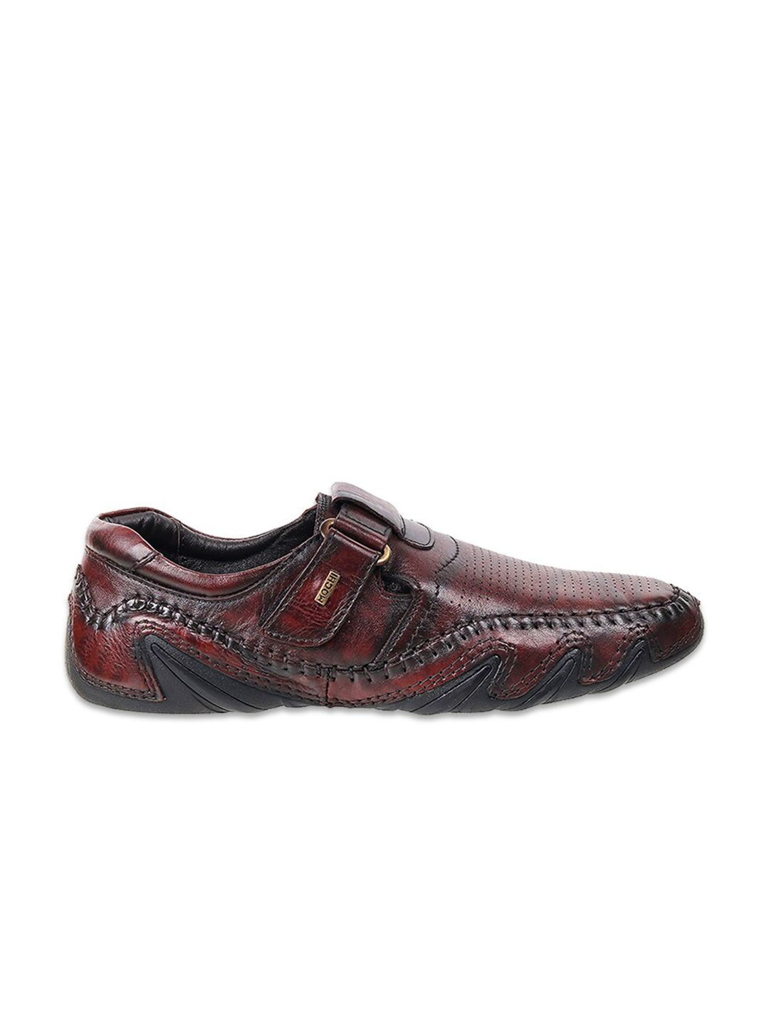 Mochi Men Brown Leather Shoe-Style Sandals