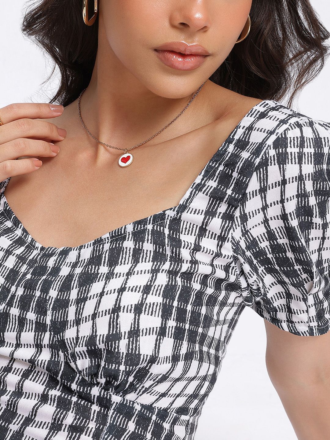 DressBerry Smocked Monochrome Crop Top