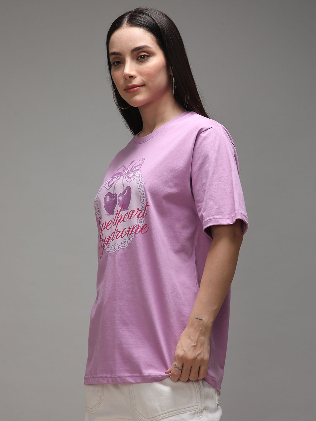 DILLINGER Women Short Sleeve Oversized Crew Neck Printed Tshirt